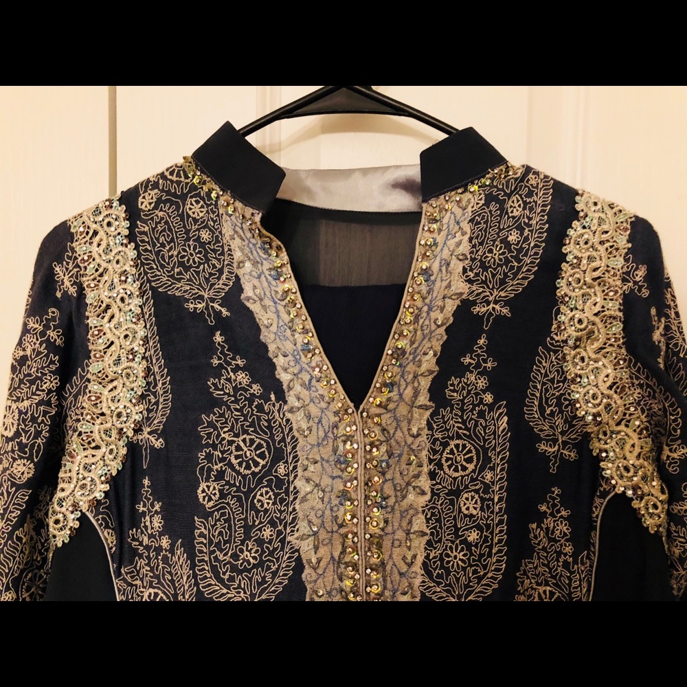 Pakistani 3 piece embroidered party dress.